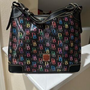 Dooney & Bourke Black Multicolor Logo Shoulder Bag